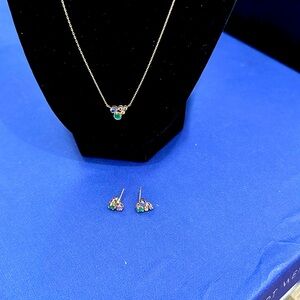 Set of fancy sapphire rose gold vermeil earring and necklace